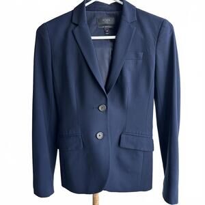 J Crew Tollegno 1900 Navy Blue Slim Fit Blazer Size 00